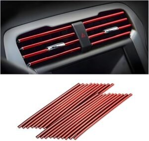 20 Pieces Car Air Conditioner Decoration Strip for Vent Outlet, Universal Waterproof Bendable Air Vent Outlet Trim Decoration, Suitable for Most Air Vent Outlet, Car Interior Accessories (Red)
