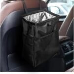 Car Trash Can with Storage Pockets, Foldable Hanging Large Capacity Garbage Bin, Leak-Proof Waterproof Trash Bin, Multipurpose Organizer Car Accessories for Truck SUV (Black)